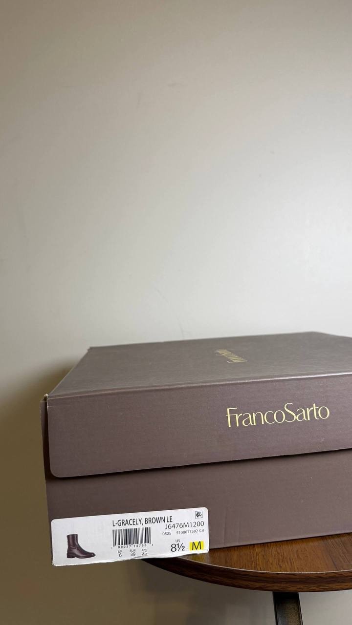 Franco Sarto Gracely Ankle Boot Brown Leather Women’s 8.5M NWB $175