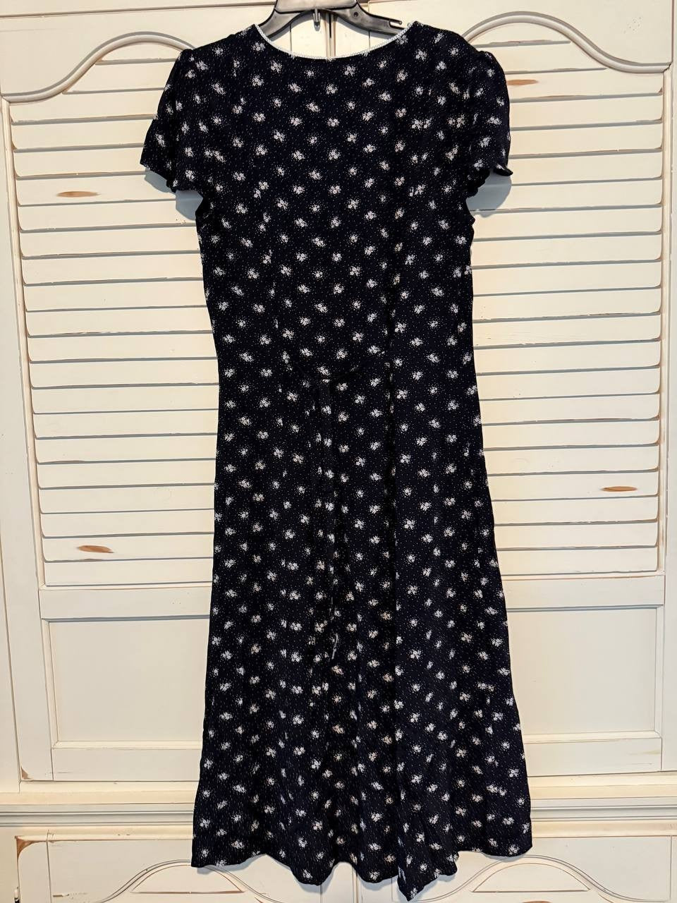 Tommy Hilfiger Floral V-Neck Slim Midi Dress Black Size L/G NWT MSRP $110