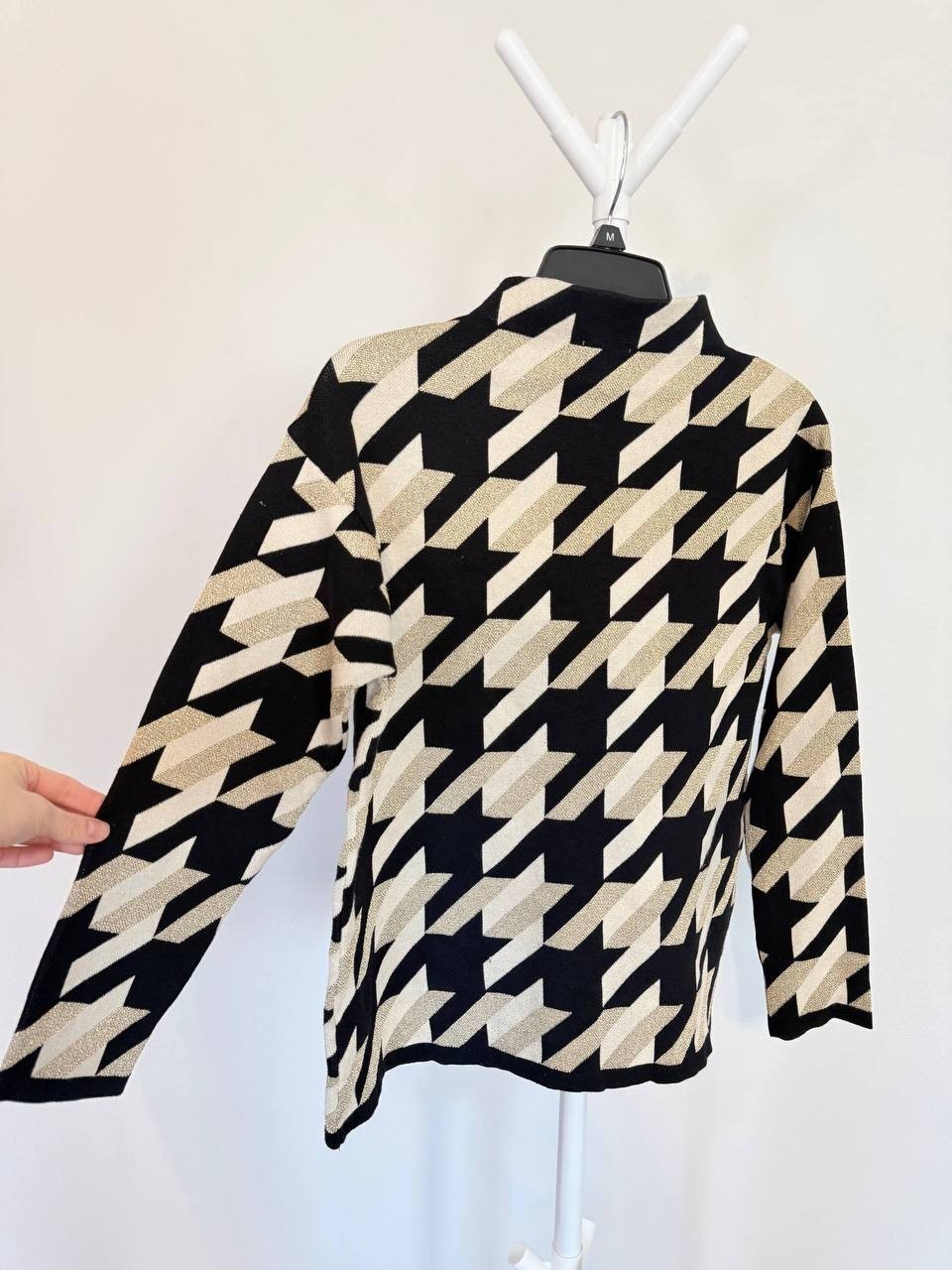 Jones New York Houndstooth Drop‑Shoulder Sweater – Size S – NWOT – $34
