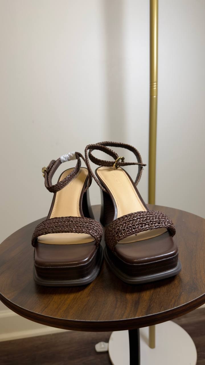 Coach  Platform  Ankle  Strap  Sandals  Maple  8  New  $195