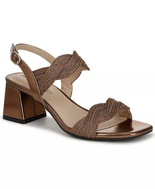 LifeStride Charnelle Sandals 8W Bronze Square Toe Slingback NIB msrp$89.99