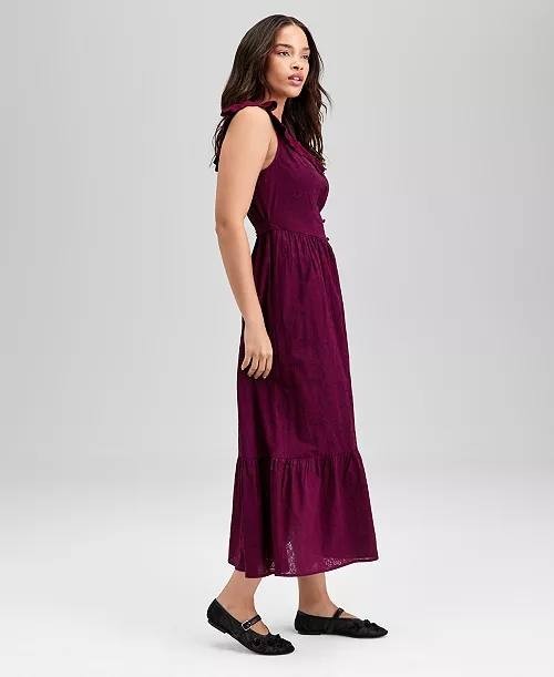 And Now This Cotton Ruffle-Trim Scoop-Neck Maxi Dress Pet/XXS Burgundy
