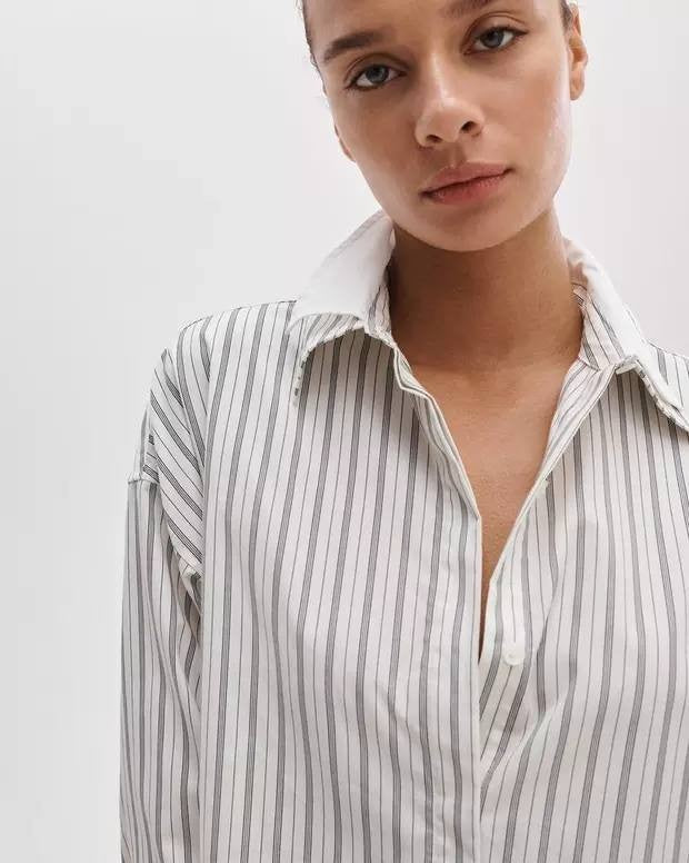 Rag & Bone Marin Stripe Layered Shirt Cream Stripe XS NWOT $278