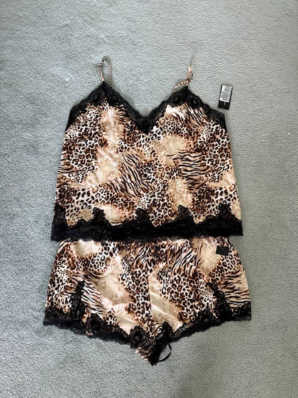 I.N.C. International Concepts Women’s Printed Satin Shortie Pajamas Set XL