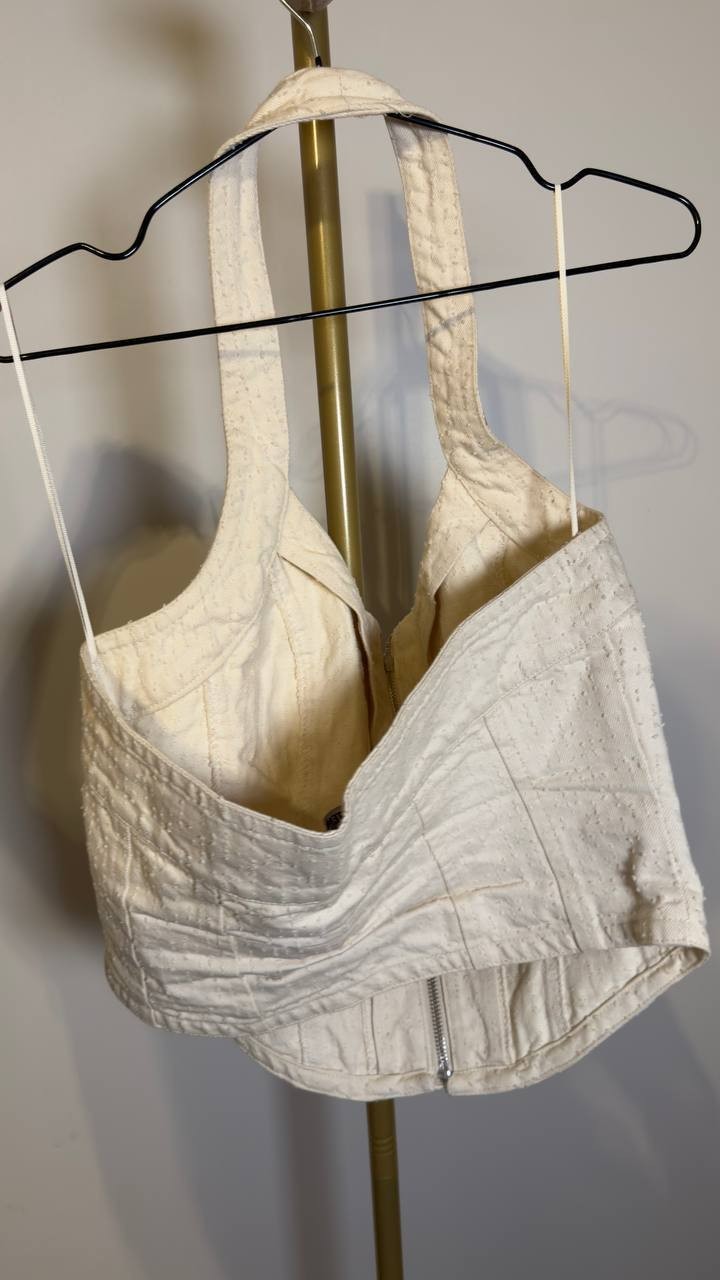 Steve Madden Natasha Corset Top Natural 10 NWT $69