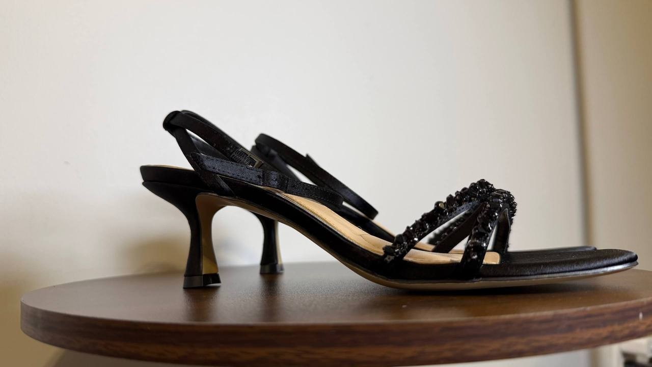 Badgley Mischka Jewel Black Man‑Made Dress Sandals 7.5M NIB MSRP $119