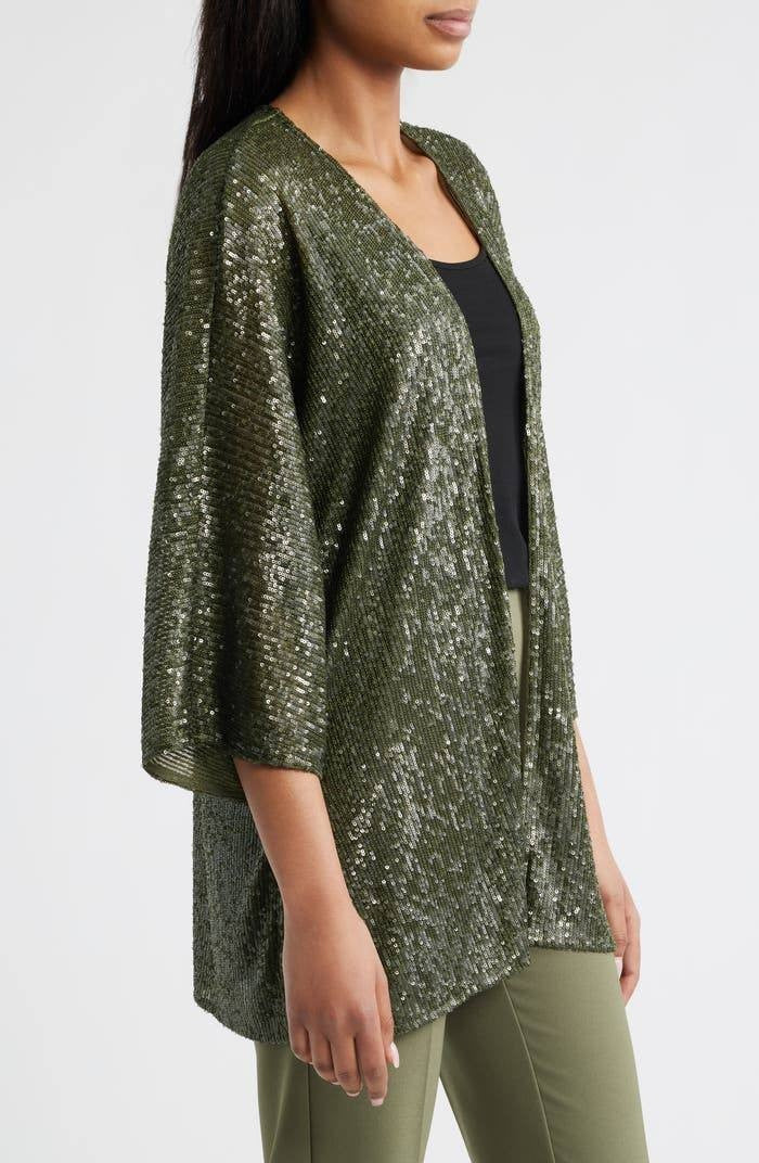 Anne Klein Draped Open‑Front Cardigan – Size L – NWT – $119