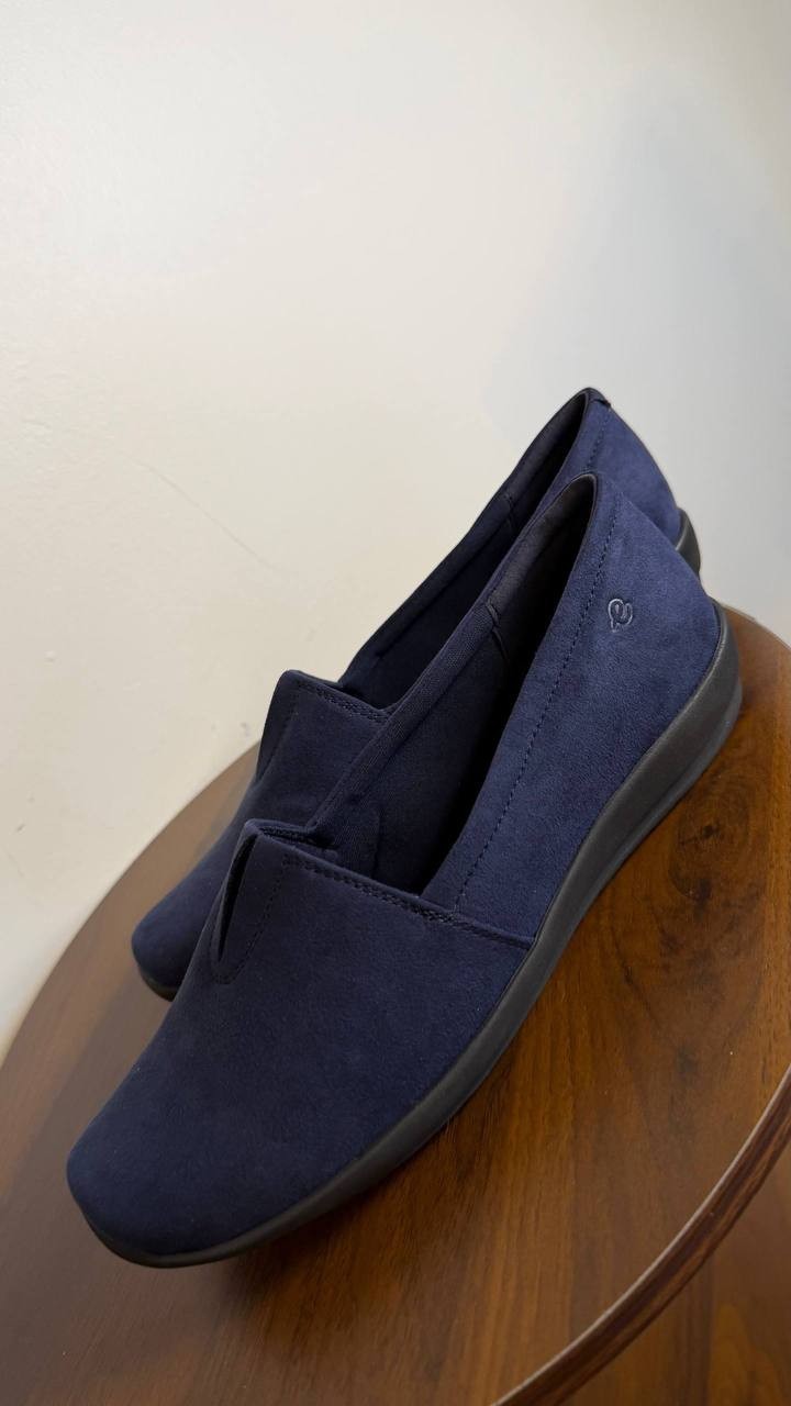Easy Spirit Arlie Flats 7.5M Dark Blue Textile Slip‑On Lightweight NIB msrp$69