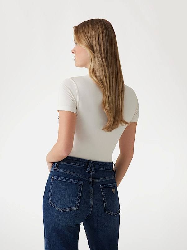 GUESS Animalier Triangle Logo T-Shirt White XS - New Without Tags Cotton