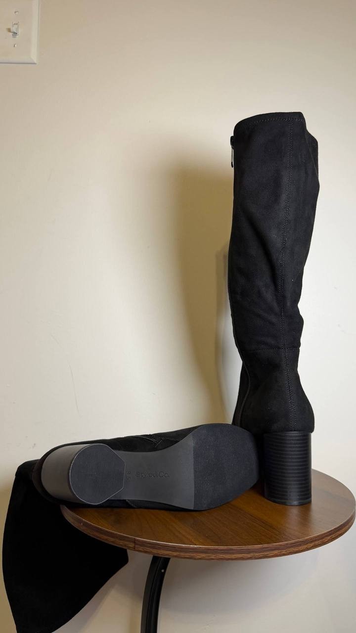 Style & Co High Boots 9.5M Black Man‑Made New in Box MSRP $89.90