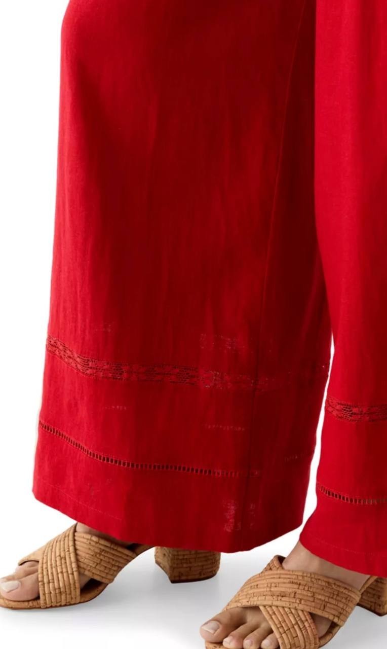 Lucky Brand Wide Leg Pull On Linen-Like Pants Emboldened L NWT $129