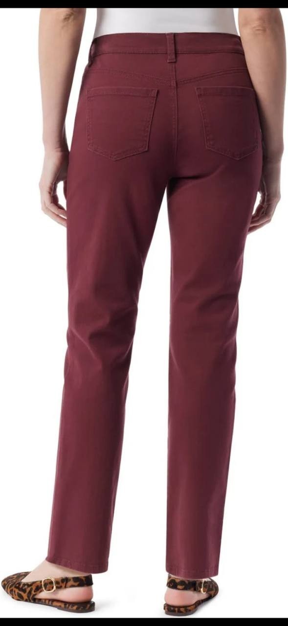 Gloria Vanderbilt Women’s Petite Amanda Straight Jeans Burgundy 14P $48 NWT