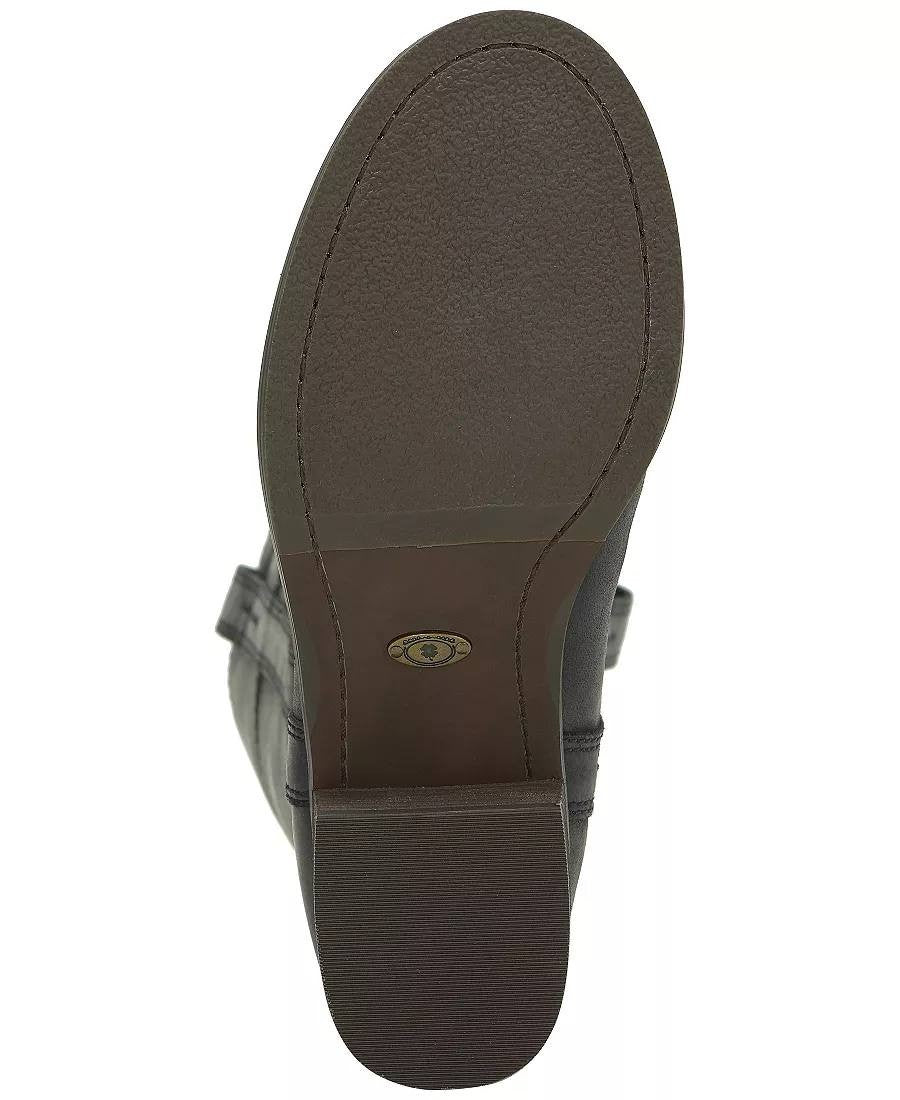 Lucky Brand Hybiscus Boots 9.5M Black Leather Pull Tabs Riding NIB msrp$229