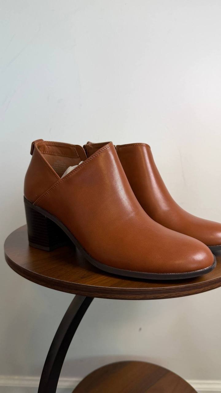Style & Co Felaa Block Heel Booties Acorn Brown 8.5M Man‑Made $79.90 NWB
