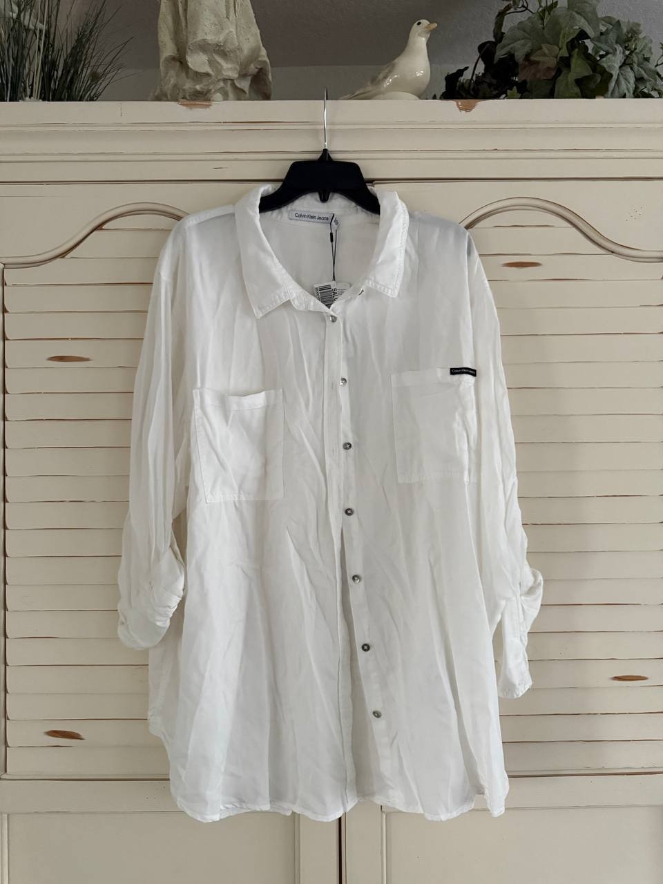 Calvin Klein Plus Utility Shirt – White, Size 3X