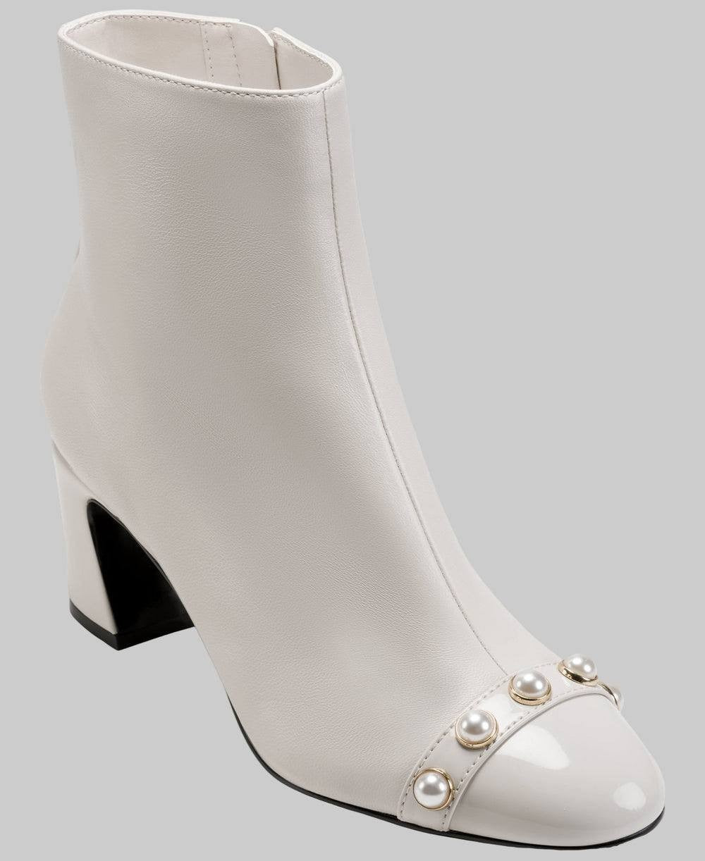 Karl Lagerfeld White Leather Heeled Booties 6M New in Box $199
