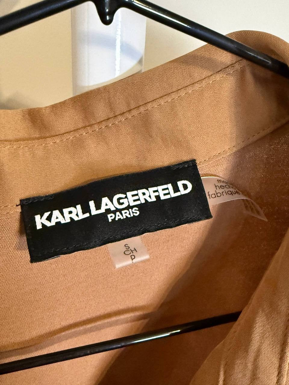 Karl Lagerfeld Paris Collared‑Neck Blouse -Camel– Size S – NWOT – $99