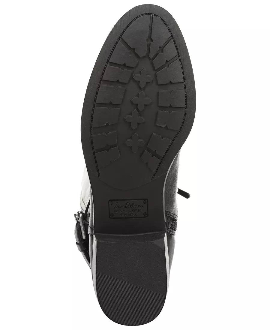 Sam Edelman Perin Boots 9M Black Leather Tall Round Toe Zip New In Box msrp$225