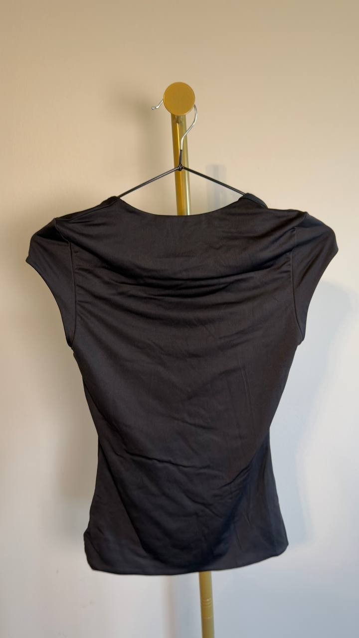 And Now This Petite Square-Neck Cap-Sleeve Top Black PXS Pre-Owned $19.99
