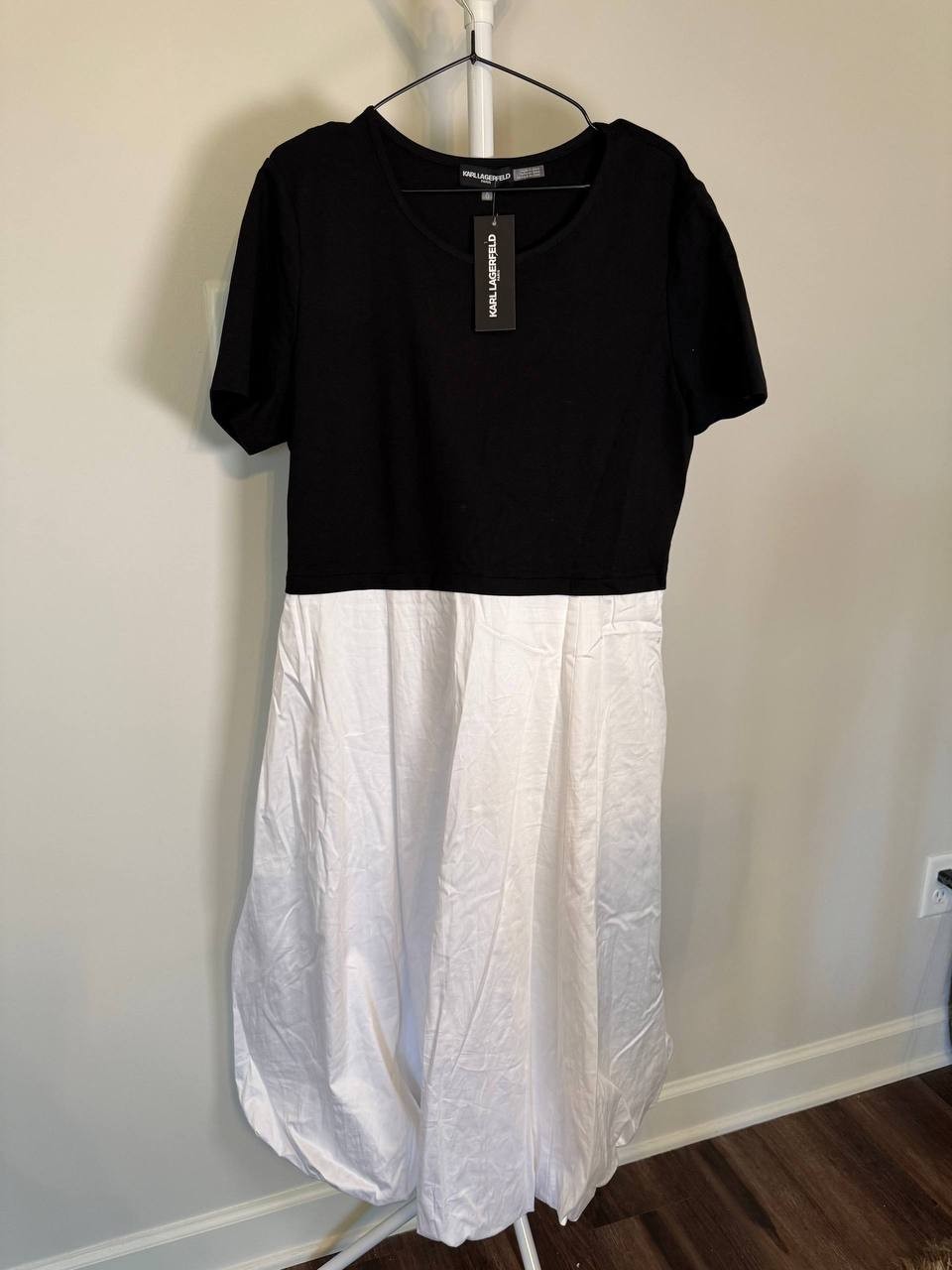 Karl Lagerfeld Paris Bubble Skirt Midi Dress – Black/White – Size XL – NWT