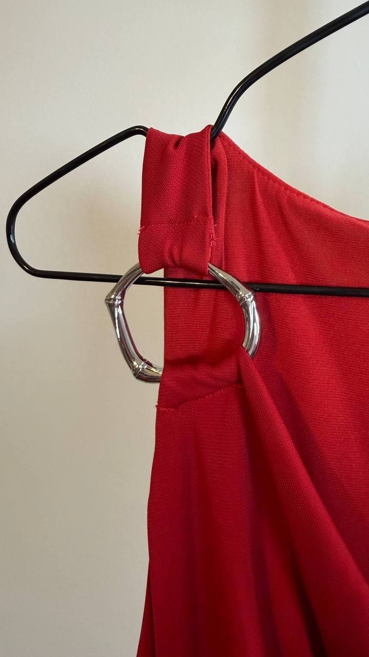 Lauren Ralph Lauren Ring-Trim Cowlneck Gown Red 8 NWT $245