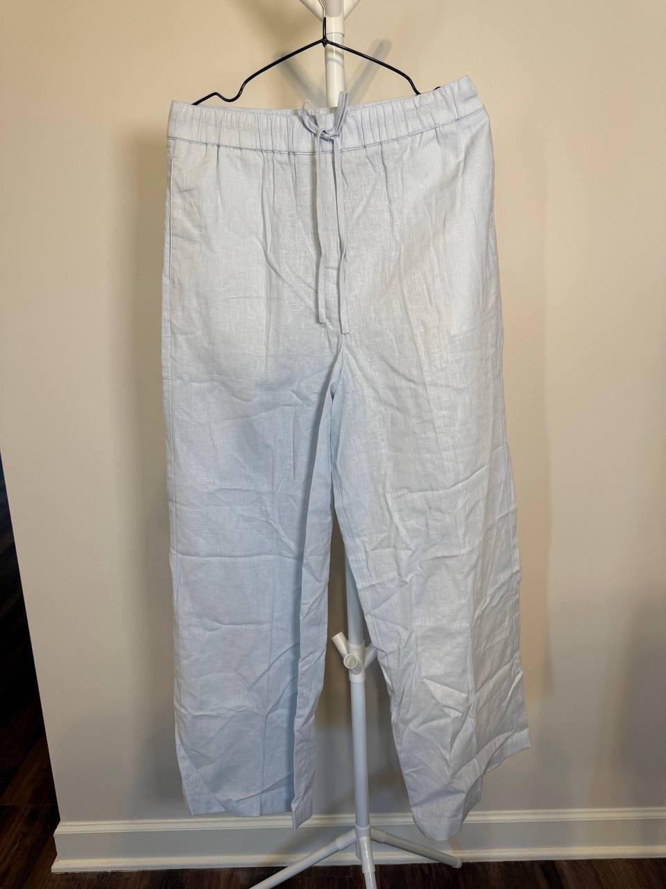 Calvin Klein Linen Drawstring Pants BLUE– Size S – NWT – MSRP$149
