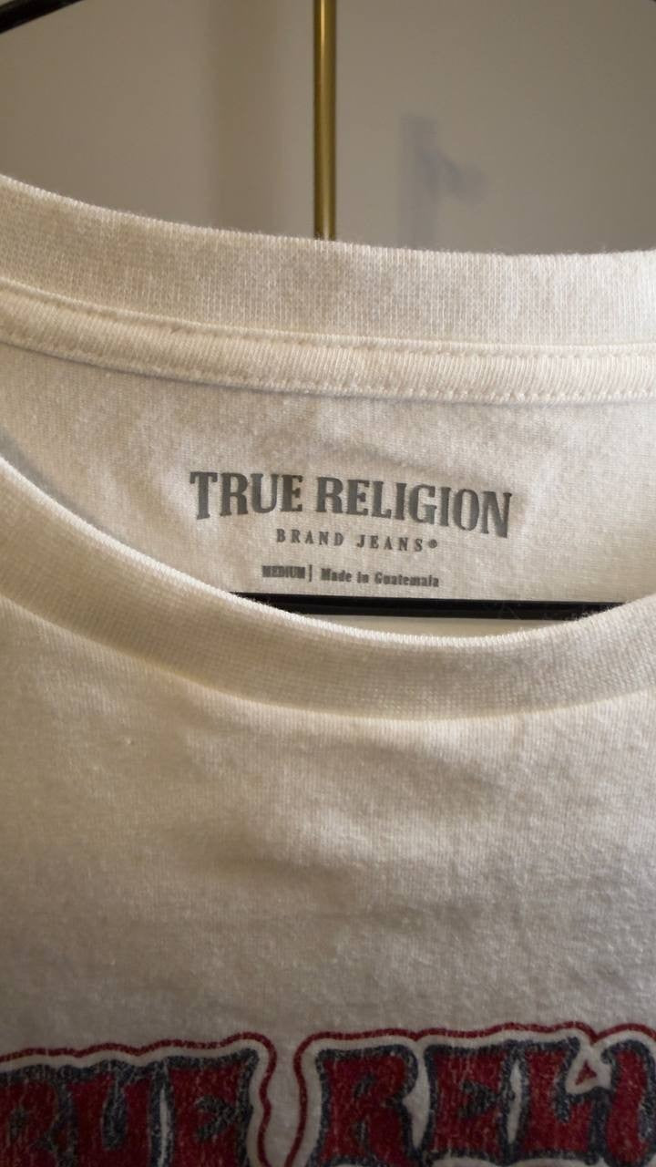 True Religion Short Sleeve Heritage Baby Tee Optic White M NWT $69