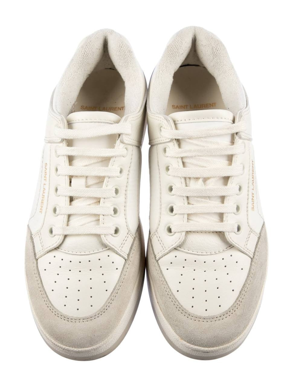 Saint  Laurent  Leather  Sneakers  Black Optic/Coffee White  Size  41  New  $875