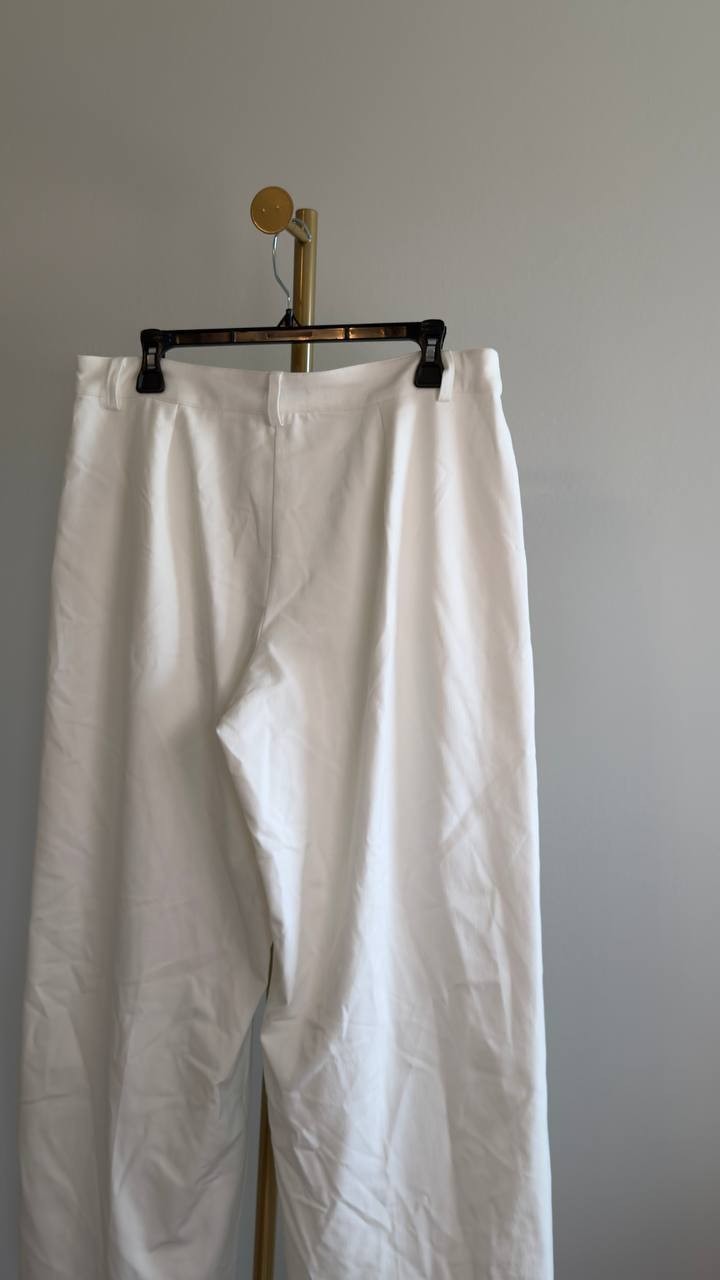 T Tahari High‑Rise Straight Wide‑Leg Pants White Star 12 NWT $88