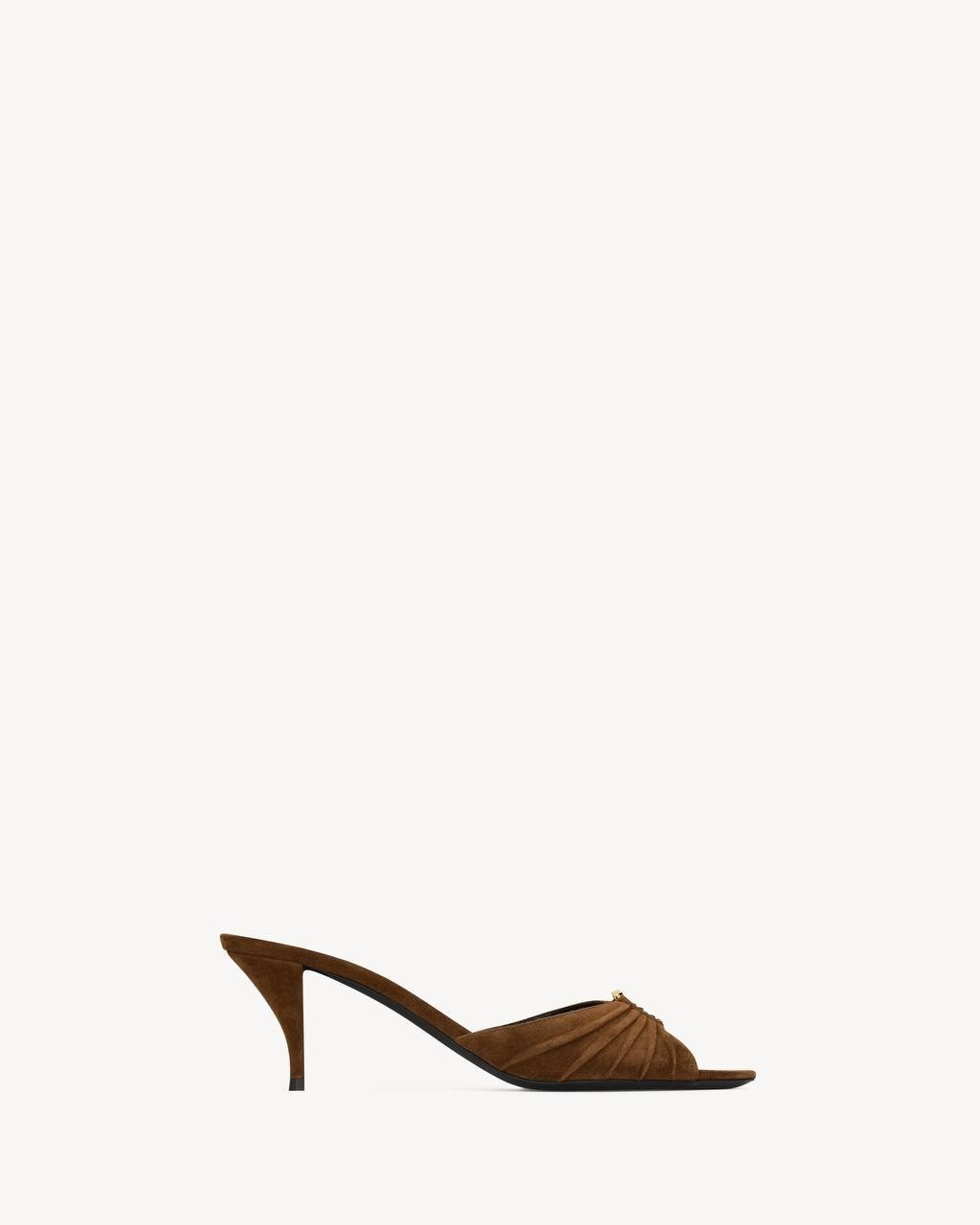 Saint  Laurent  Babylone  Mules  Suede  Dark Havana 37.5  New in Box  $1200