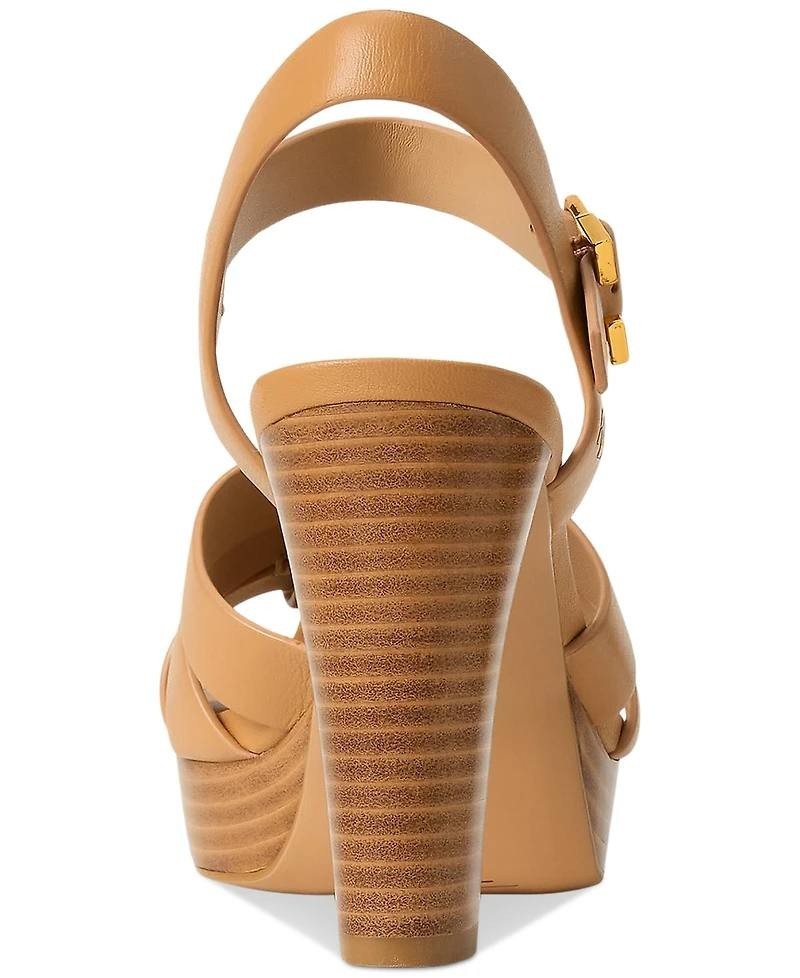 Lauren Ralph Lauren Soffia Women’s Sandals Buff 10B Leather $155 NWB