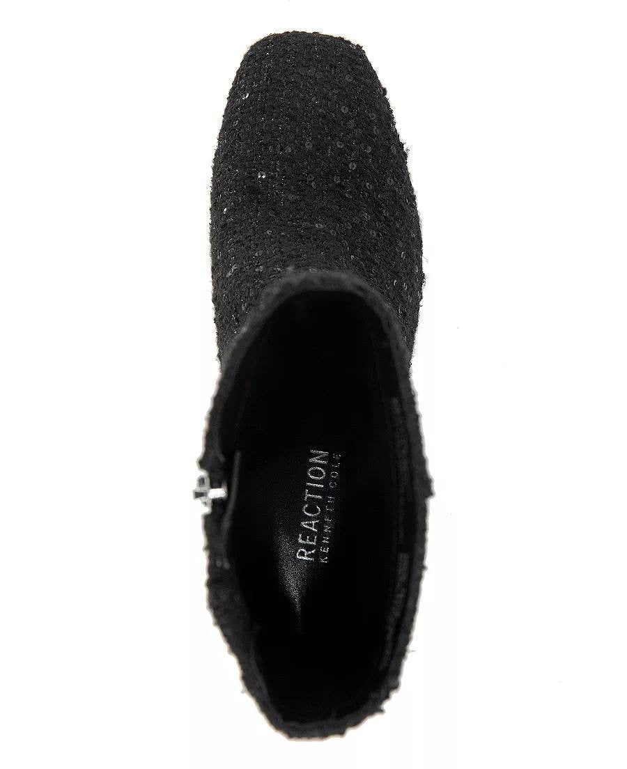Kenneth Cole Reaction Lacey Booties 8.5M Black Fabric Square Toe NIB msrp$129