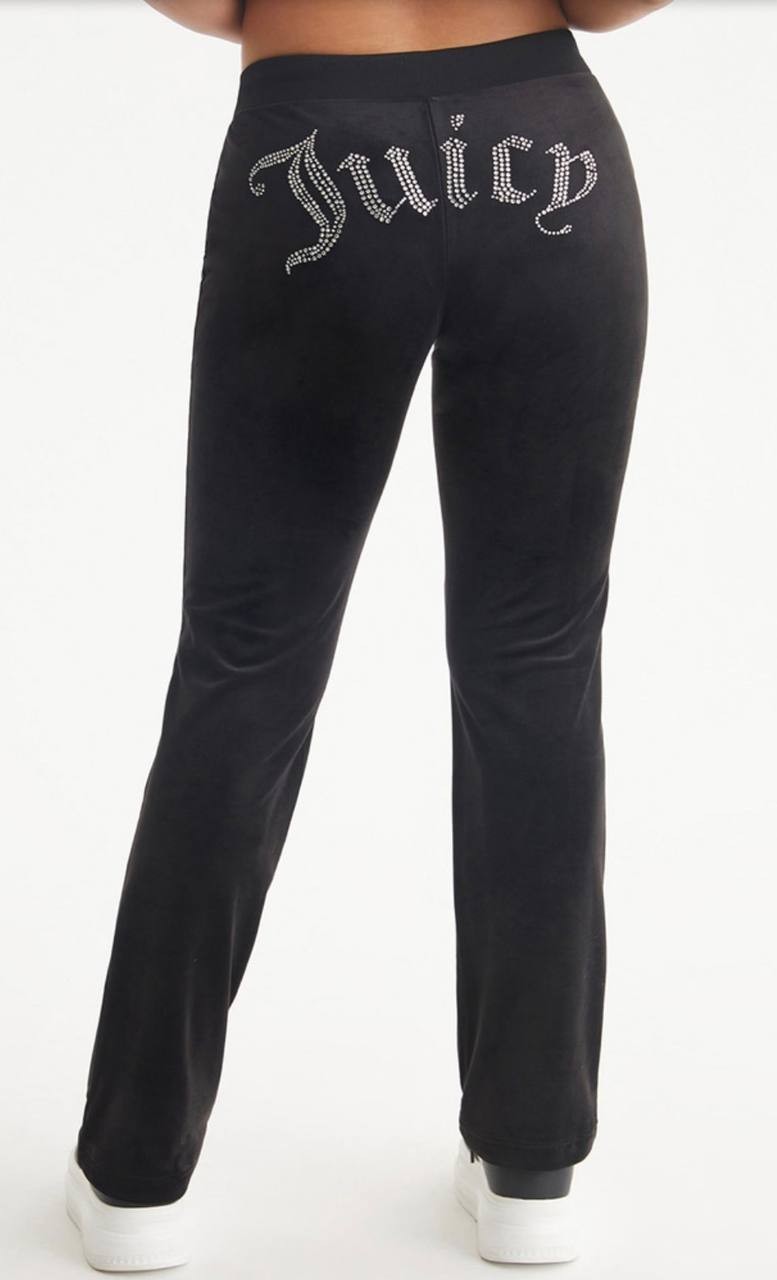 Juicy Couture OG Big Bling Velour Track Pants Black XS NWT $99