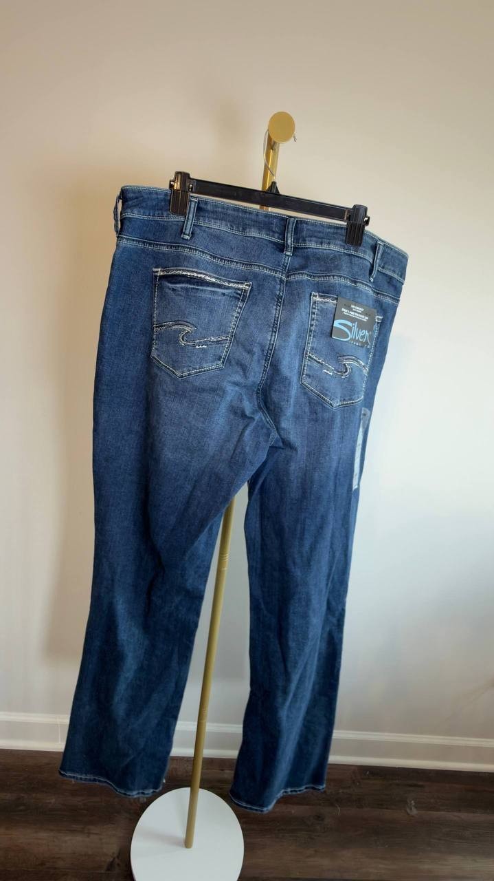 Silver Jeans Suki Mid Rise Slim Bootcut Jeans Plus Size Indigo 20W NWT $88