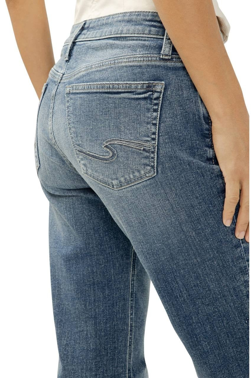 Silver Jeans Chelsea Ripped Boyfriend Straight Ankle Jeans Malabar 34 NWT $94