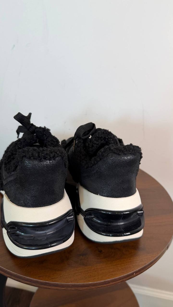 Michael Kors Toni Women’s Leather Sherpa Trainer Black 8.5M $298 NWB