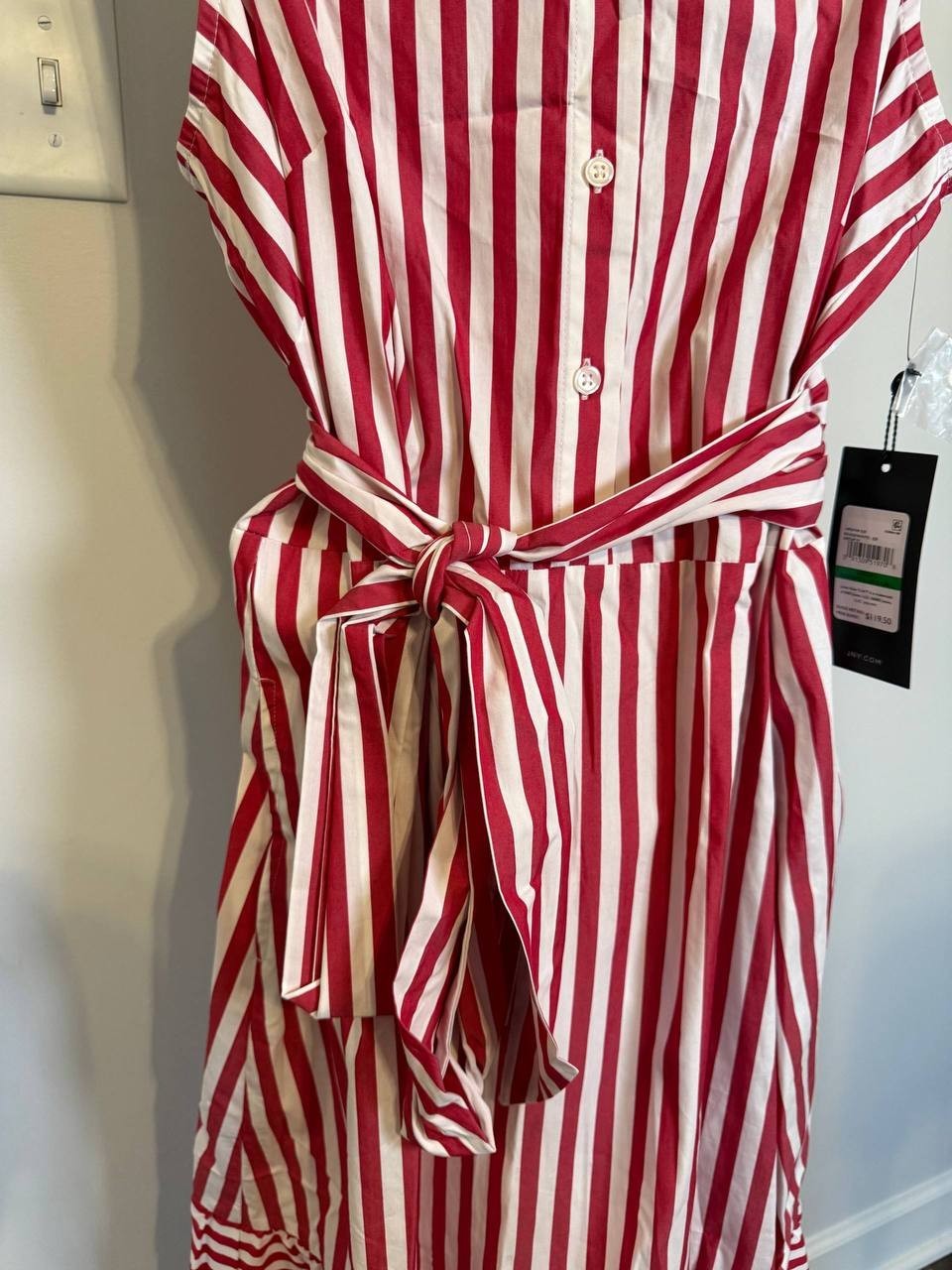 Jones New York Red Striped Midi Shirtdress – Size L – NWT – $119.50