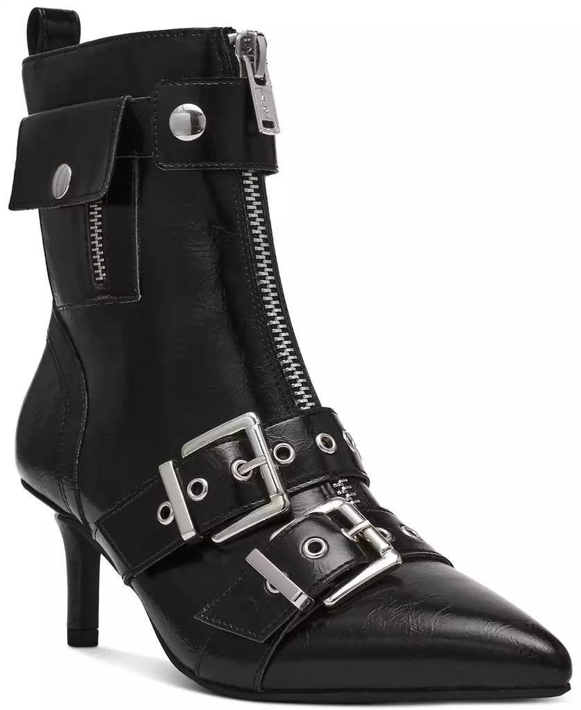 Wild Pair Moonbeam Buckle Booties Black 11M Man‑Made Stiletto MSRP $89.90 NWB