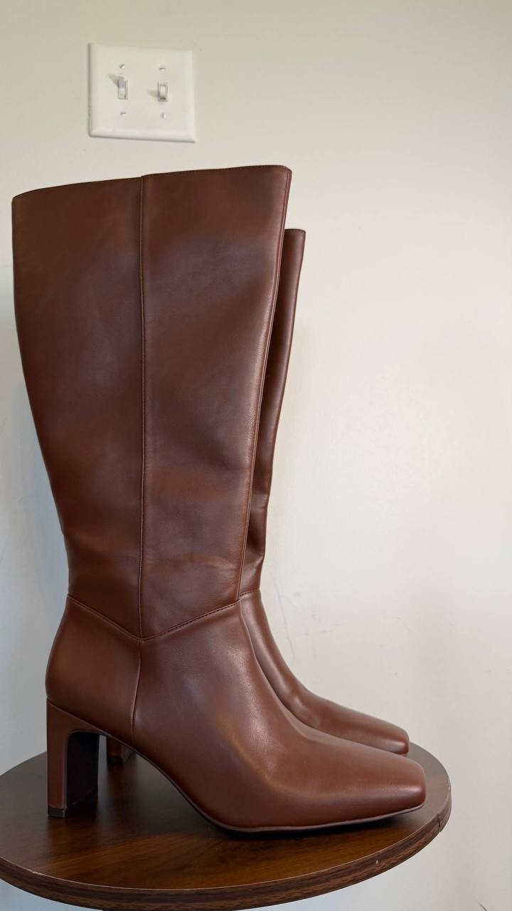 Naturalizer Nona Knee High Boots Cappuccino 8.5W Faux Leather $185 NWB