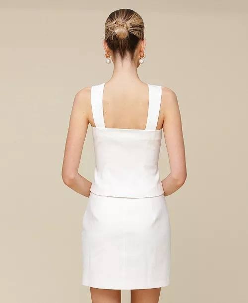 Avec  Les  Filles  Women’s  Sweetheart  Neckline  Vest  Top  Ivory  L  NWT  $79