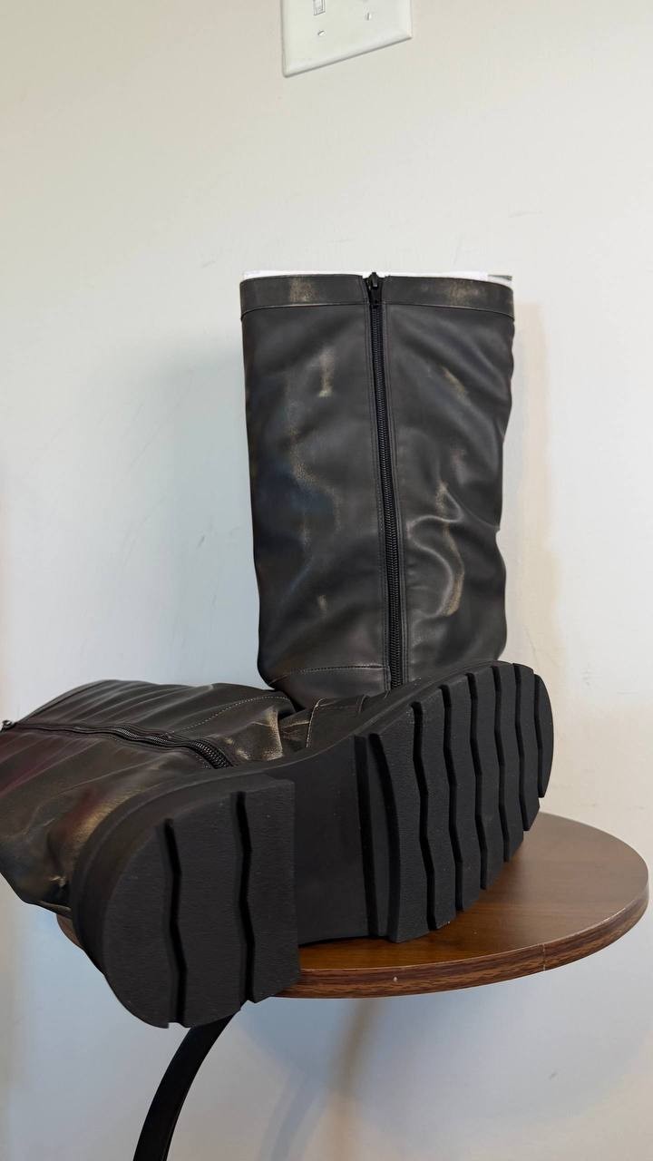 Madden Girl Restore Slouchy Lug Sole Moto Boots 6 Man‑Made$115 NWT