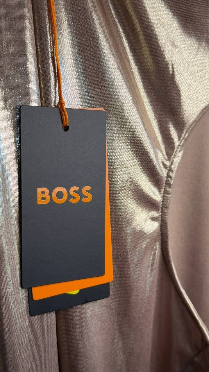 BOSS Orange Esarah Metallic Scoop‑Neck Tank Beige M NWT $79