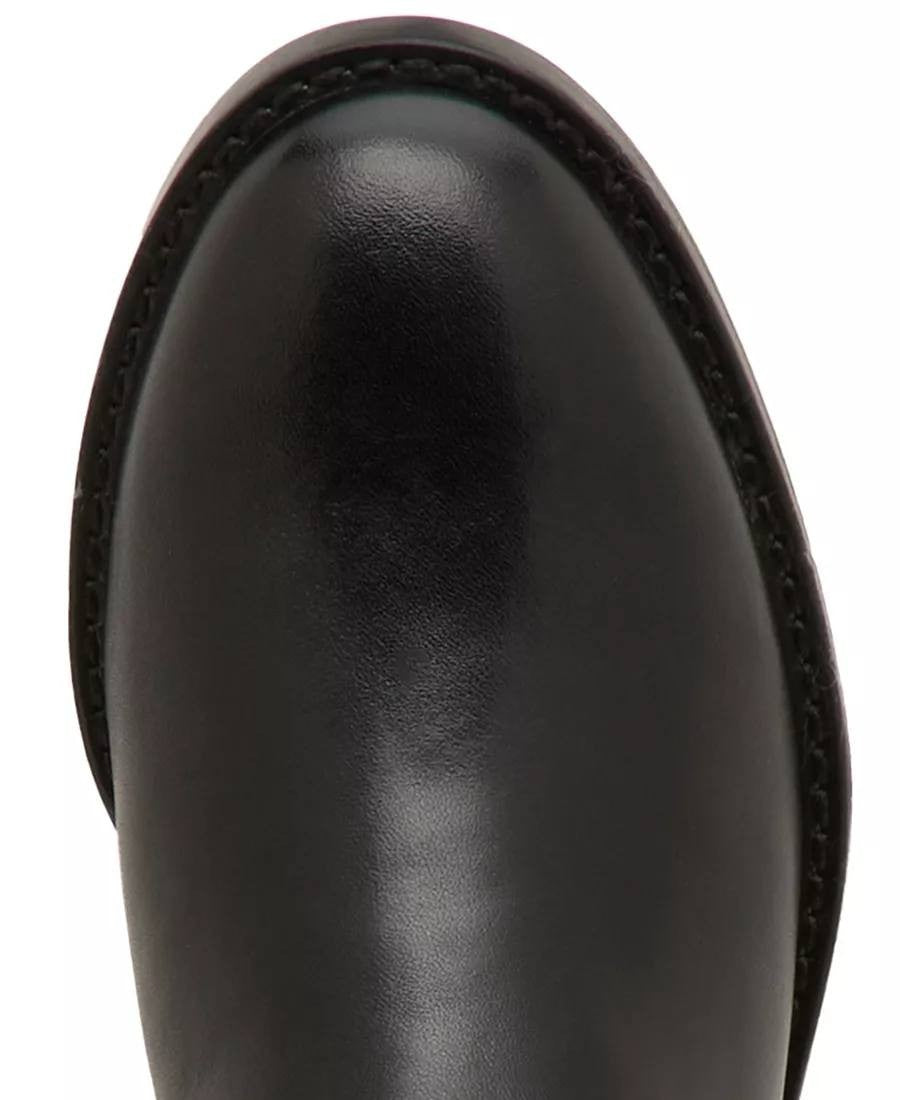INC Britta Boots 6.5M Black Beauty Leather Knee Riding Flat Zip NIB msrp$189