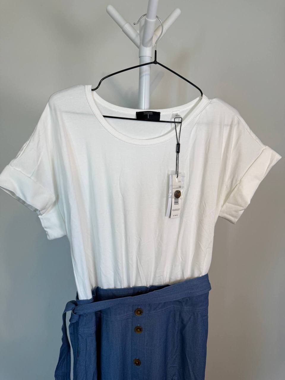 Tahari Mixed Media Tiered Fit & Flare Dress – Size L/G – NWT – $138