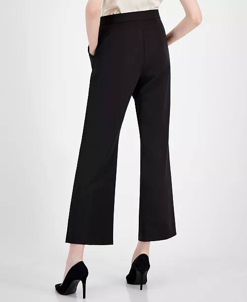 T Tahari Solid Split‑Hem Wide‑Leg Pants Black 12 NWT $88
