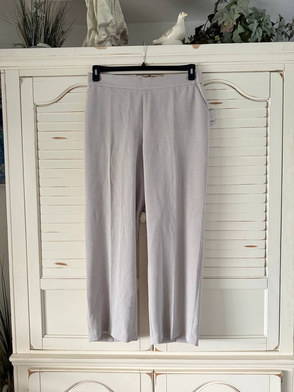 Kasper Pants 1X Heather Grey Pull-On Straight Leg Textured Stretch Career NWT