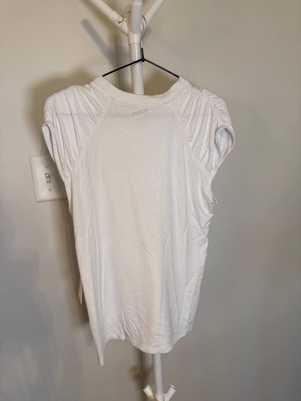 Calvin Klein White Sleeveless Ruched-Shoulder Top – Size S – NWT – $49