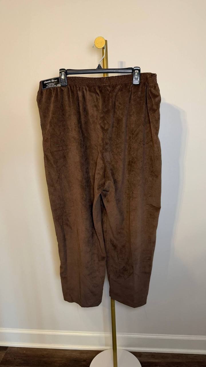 Alfred Dunner Plus Size Slimming Corduroy Pants Brown 22W NWT $54.50