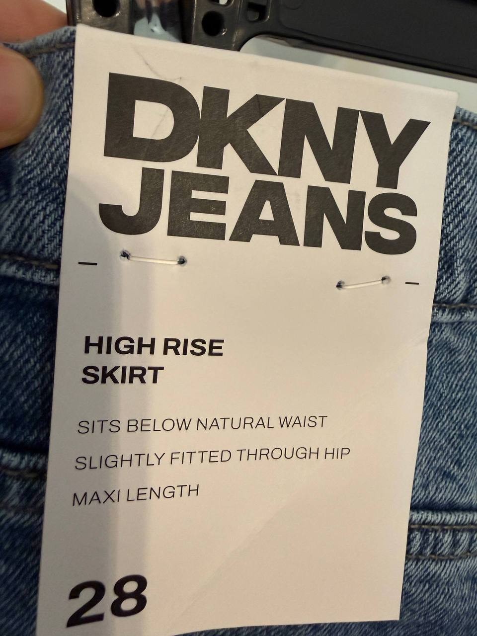 DKNY Jeans High‑Rise Cotton Denim Maxi Skirt – Size 28 – NWT – Blue