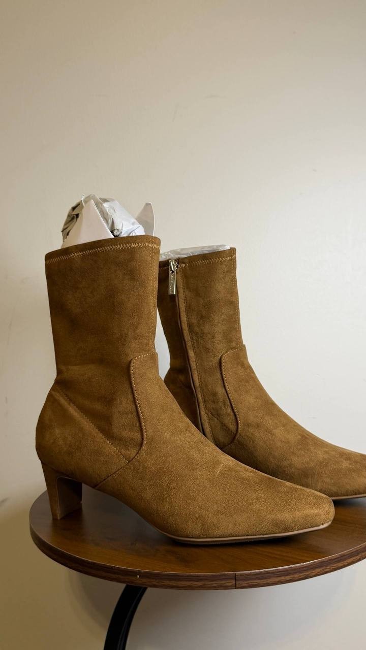 Anne Klein Dress Booties Walnut Man-Made Size 9M New in Box $119
